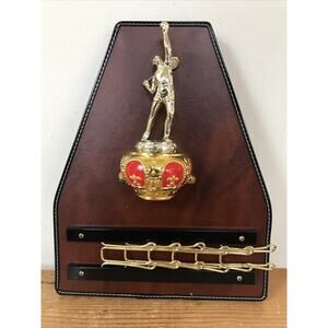 Vintage Champion Tennis Player Brass Crown Trophy Sportsman Tie Rack w Box
